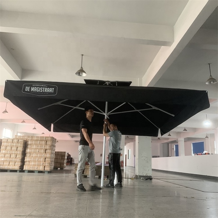 customized big size 3x3m3.5x3.5m 4x4m huge outdoor umbrella beer coffee drink bar parasol telescopic patio umbrella