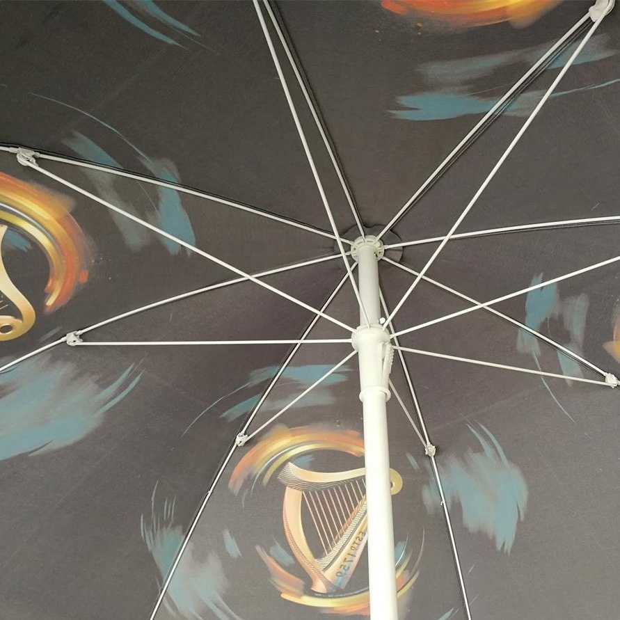 Hot Saling 2m Black Commercial Parasol Windproof Umbrella With Zinc Tilt Sun Parasol