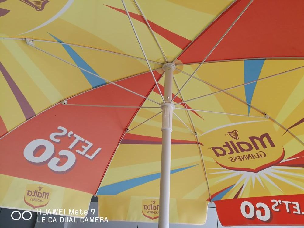 Factory Price Advertising Beach Umbrella Promotional Yellow Beach Umbrella Printed