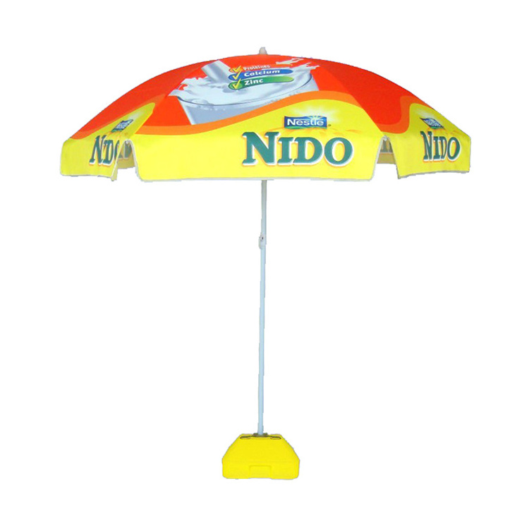 Factory Price Advertising Beach Umbrella Promotional Yellow Beach Umbrella Printed