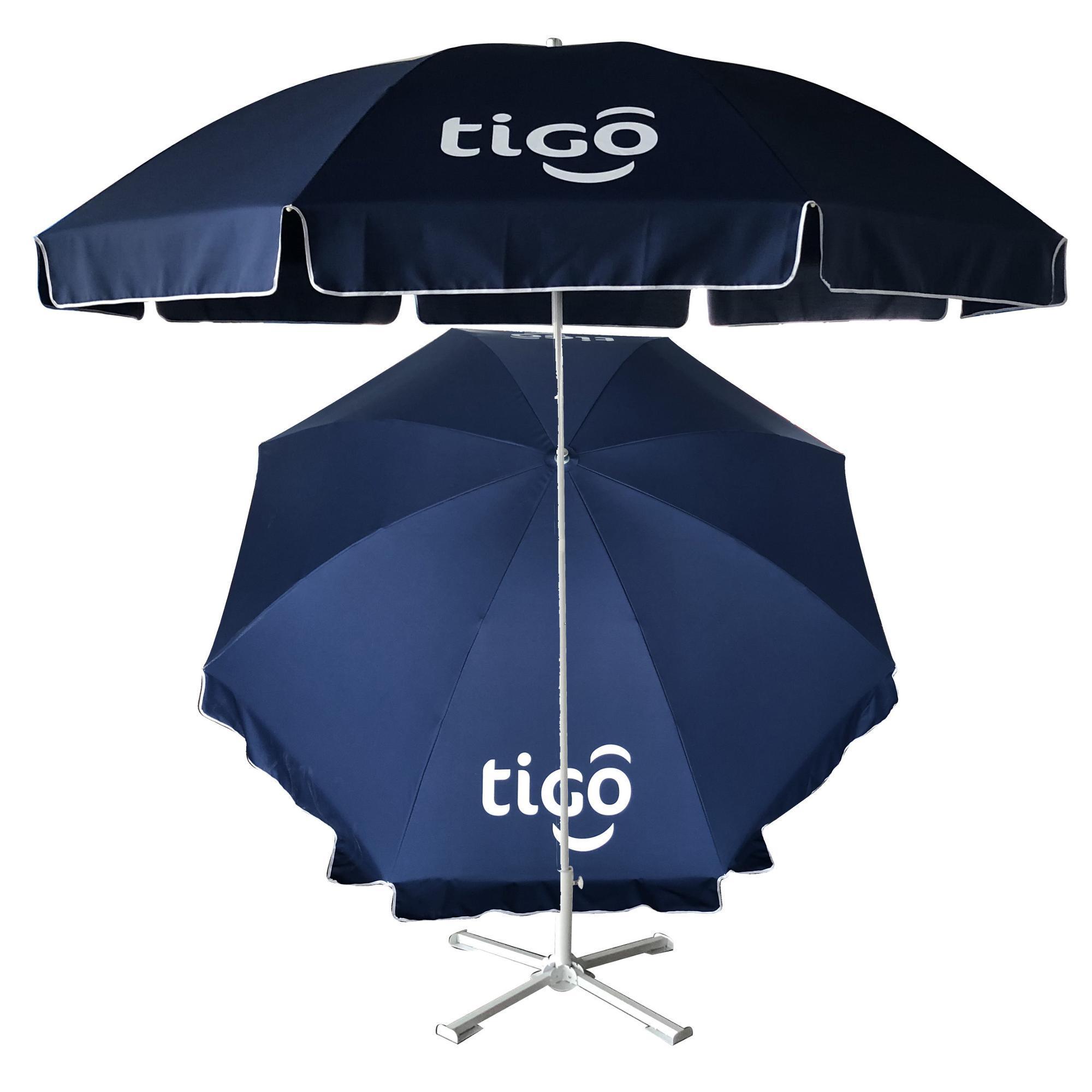 2024 New Products Commercial Outdoor Umbrella Polyester White And Blue Big Sea Umbrella For Beach