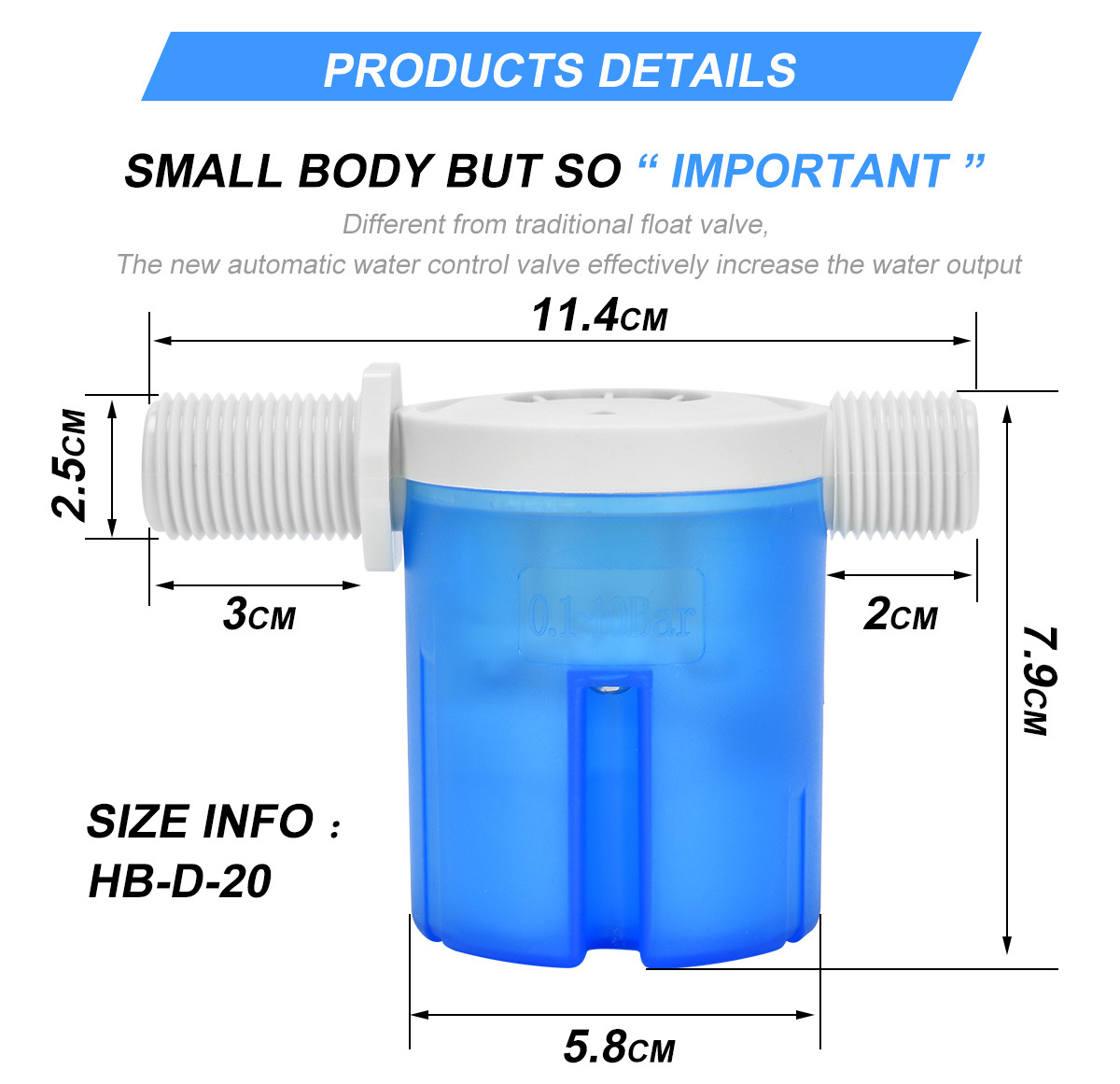 HB-F13062 solar water heater float valve for water tank