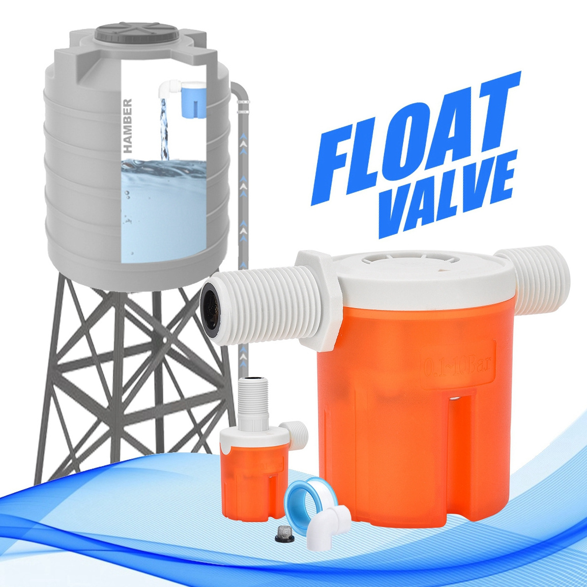 fully automatic water level control valve float valve for water tank plastic water cooler