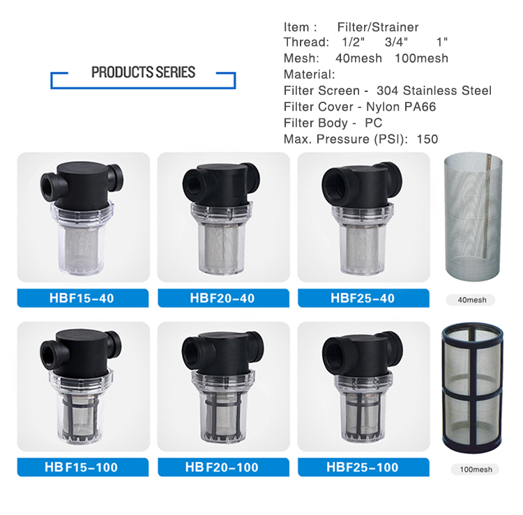 Good Quality High Flow domestic Household Inline Mesh  Water Purifier Strainer Pipeline Filter