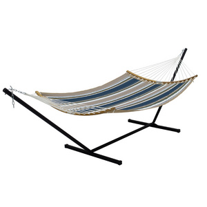 HMK Portable Hammock with Stand Included Double Hammock with Curved Spreader Bar Outdoor Patio