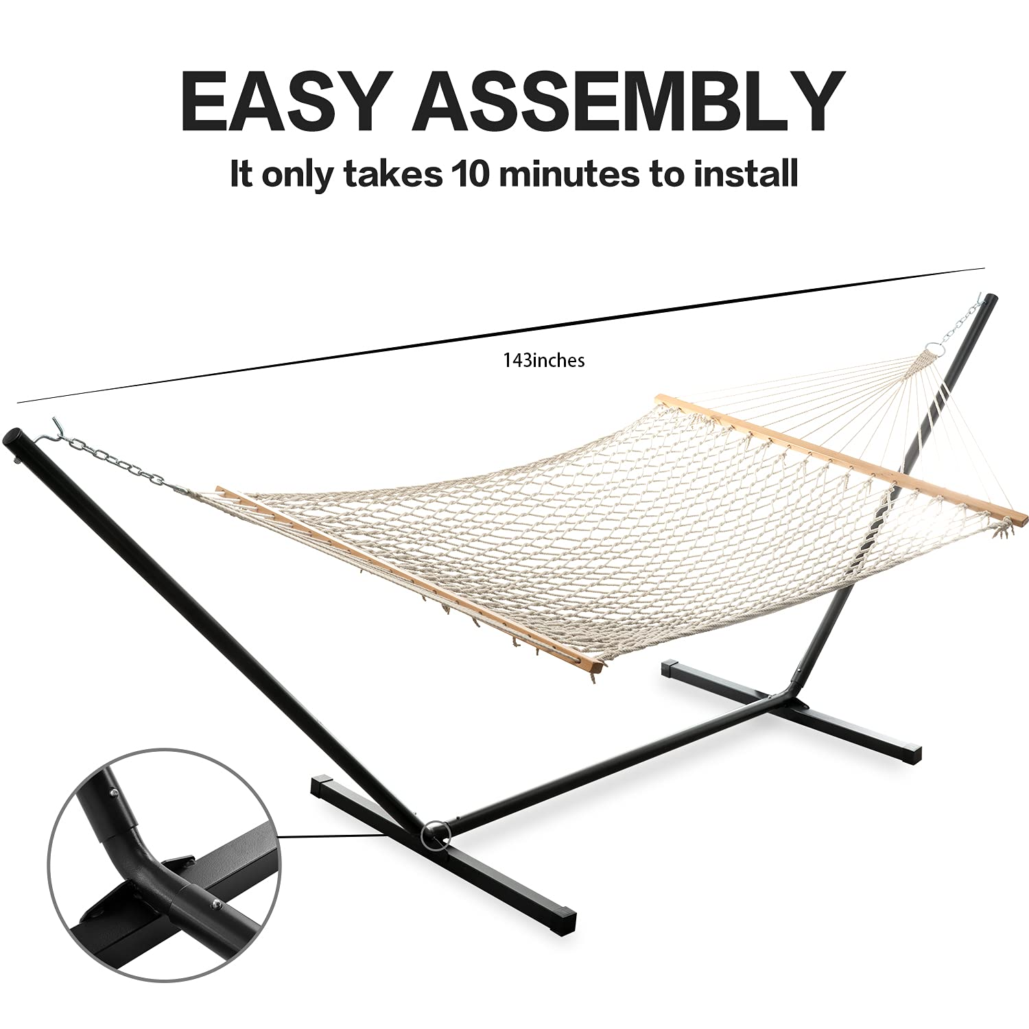 HMK Easy Assembly  Hammock Stand with Rope Hammock Wherever Use Garden Swing Hammock Stand