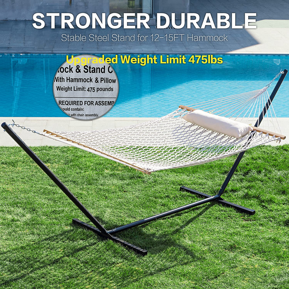 HMK Easy Assembly  Hammock Stand with Rope Hammock Wherever Use Garden Swing Hammock Stand