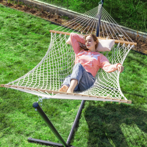 HMK Easy Assembly  Hammock Stand with Rope Hammock Wherever Use Garden Swing Hammock Stand