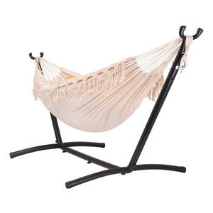 HMK High Quality Macrame Brazilian Hammock Canvas Hammock with Tassels Portable Carry Bag Hammock