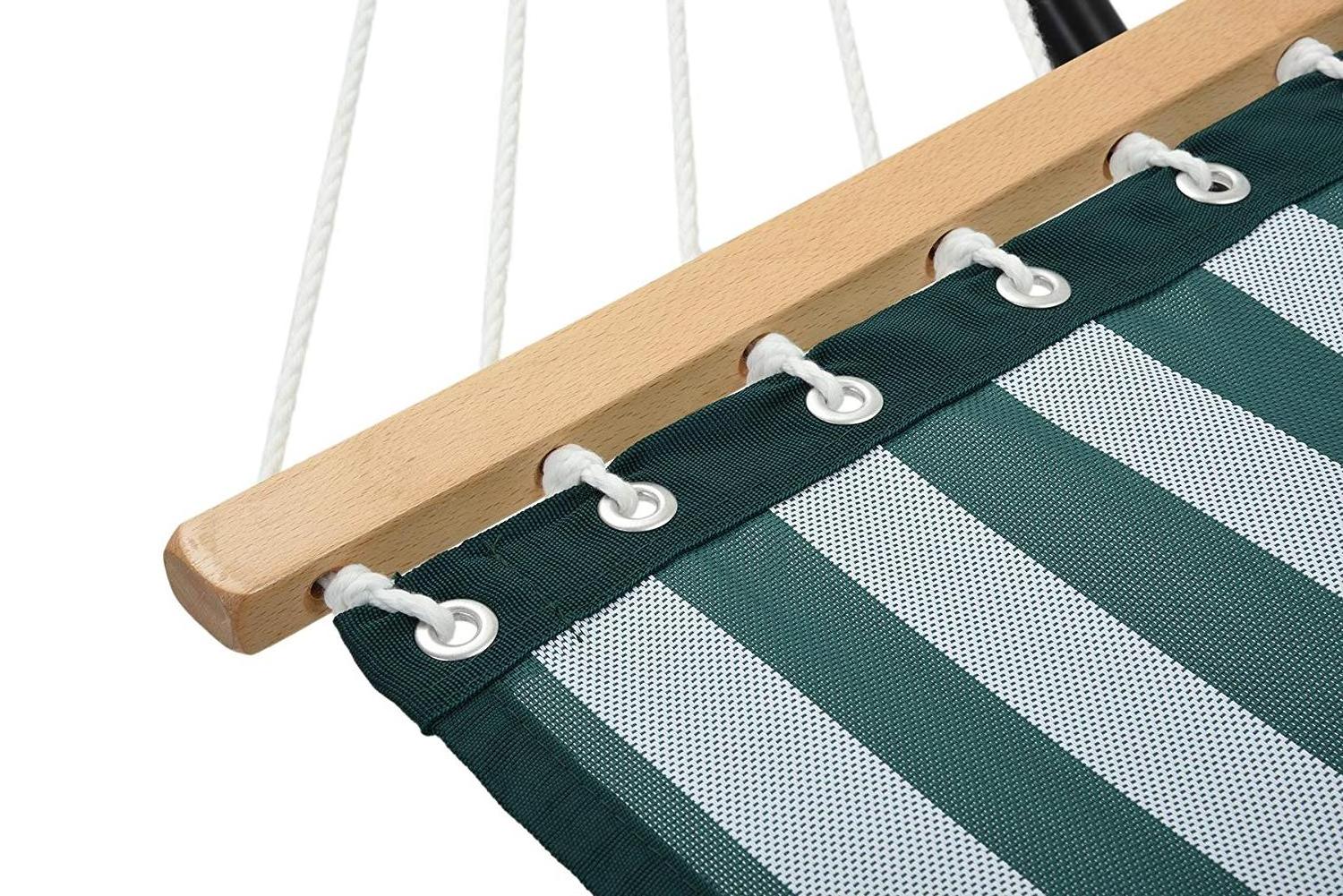 HMK Quick Dry Hammock Double Size Spreader Bar Outdoor Patio Yard Poolside Beach Hammock