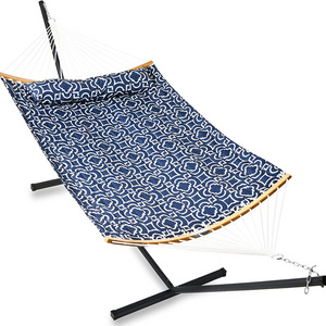 HMK High Quality Portable Double Hammock with Steel Stand Adjustable camping swing Hammock Bed