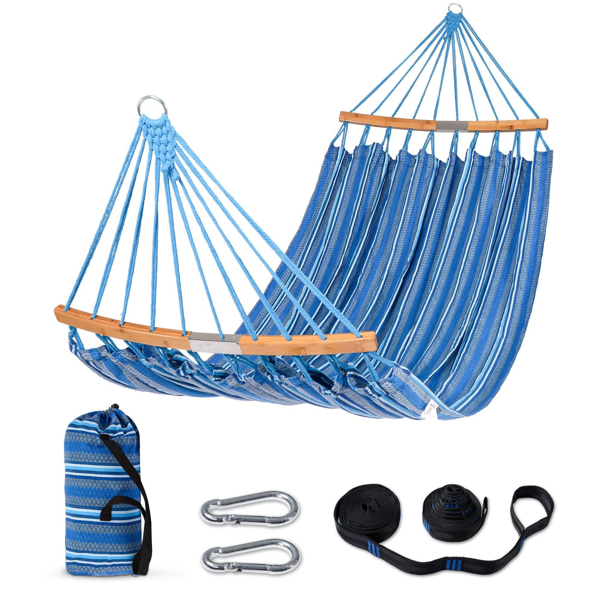 HMK Double Hammock with Curved Spreader Bar Outdoor Portable Hammock with Carrying Bag