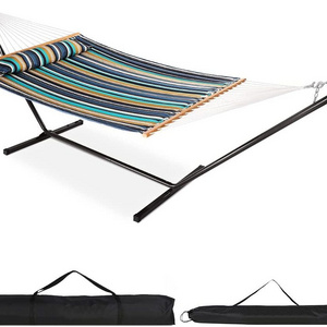 HMK New Style Low Price Good Quality 12FT Stand With Spreader Bar Hammocks Quilted Stripes Print Fabric Hammock