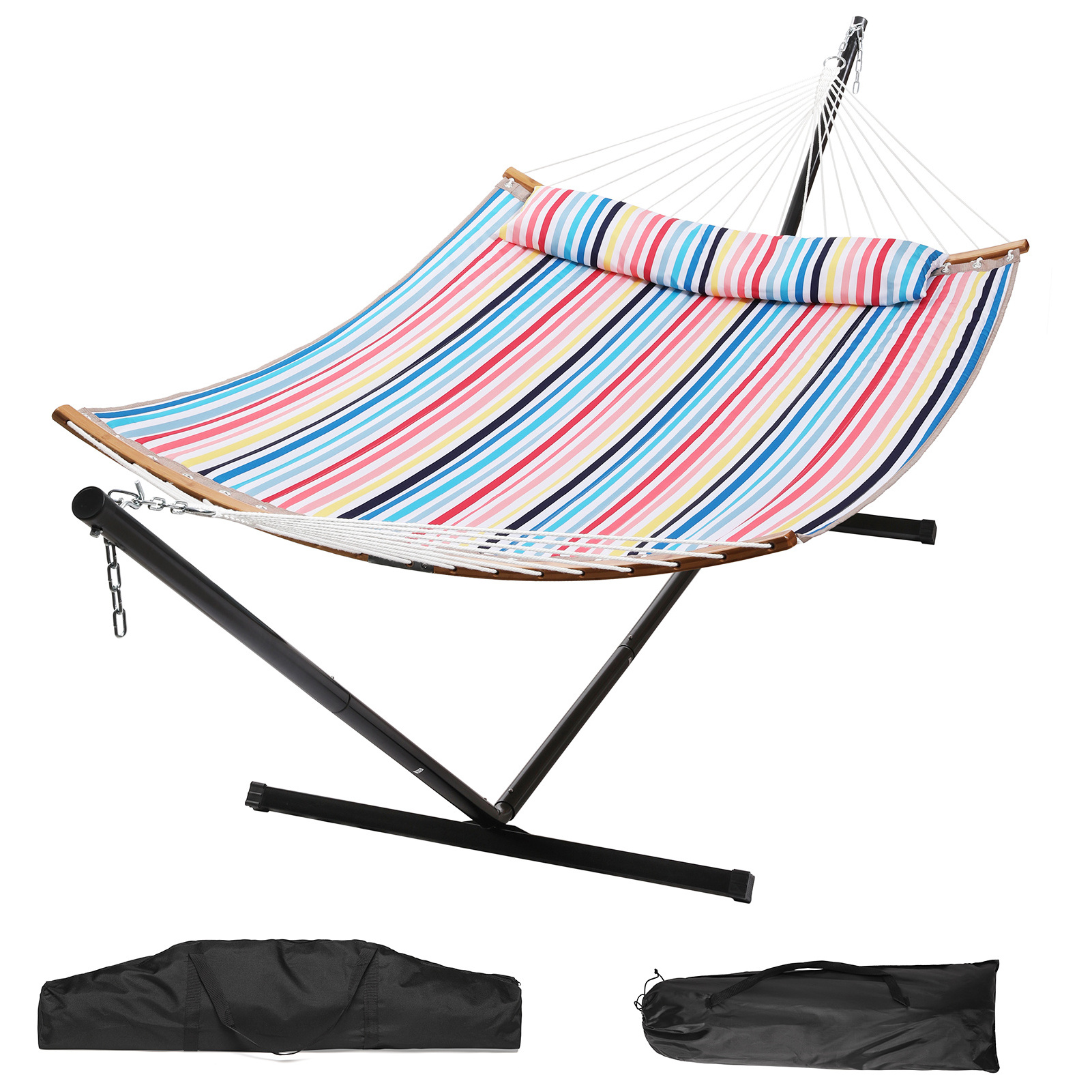 HMK Polyester Fabric Quilted Hammock With Stand  Camping Outdoor Patio Hammock