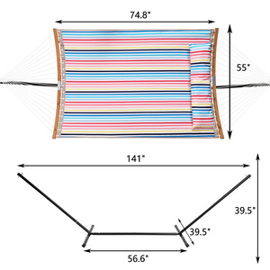 HMK Polyester Fabric Quilted Hammock With Stand  Camping Outdoor Patio Hammock