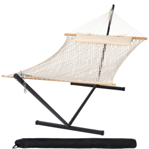 HMK Leisurely Hammock with Pillow Hammock Camping With Sturdy Stand Beach Side Yard Park Use