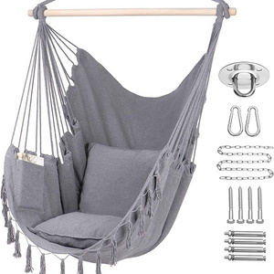 HMK outdoor swing chair macrame patio garden swing chair canvas kids patio swing Hammock chair