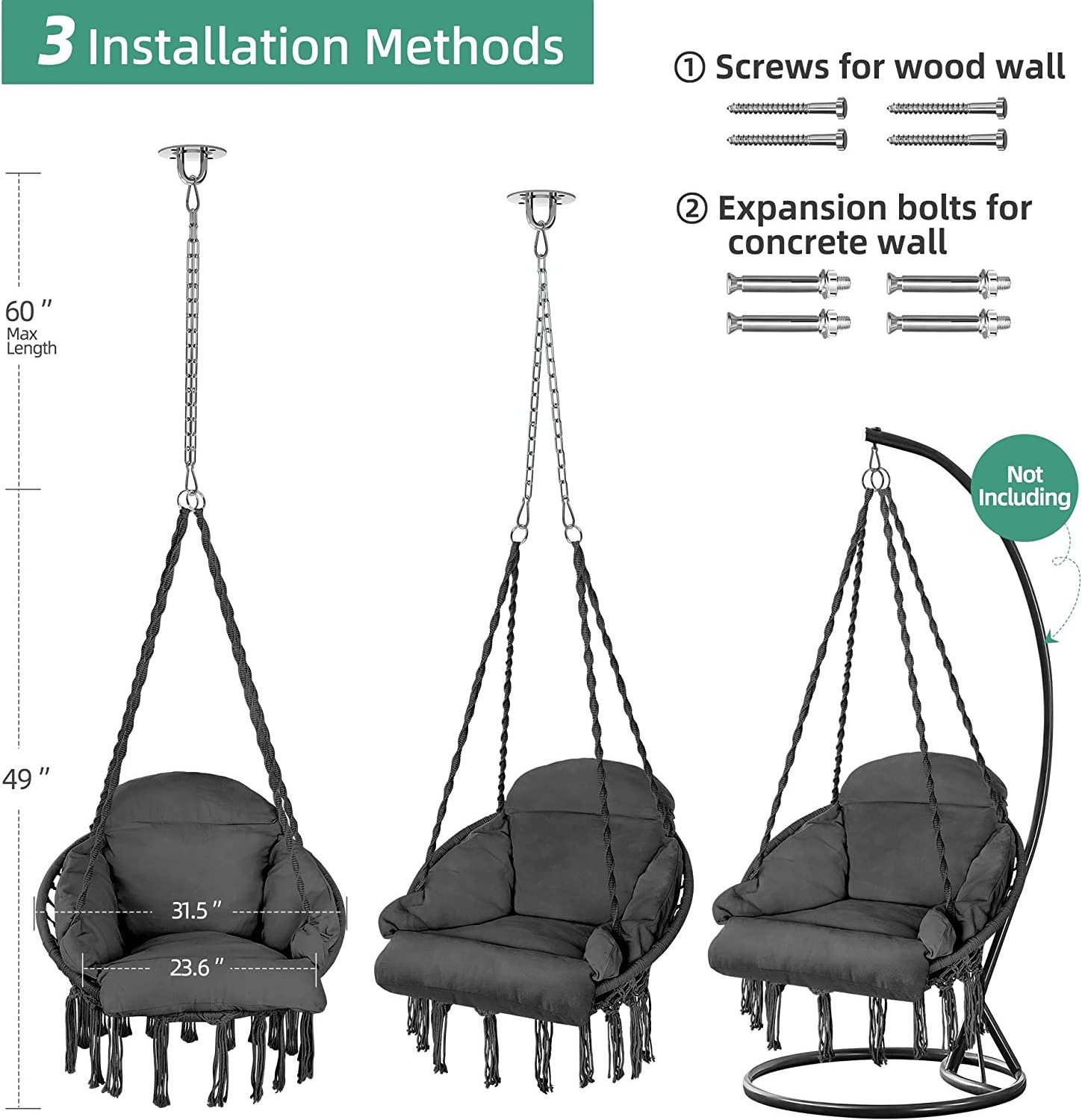 HMK Hanging Basket Wicker Balcony Leisure Cradle Chair/swing Rocking Indoor Outdoor For Kids Adults Hammock Chair