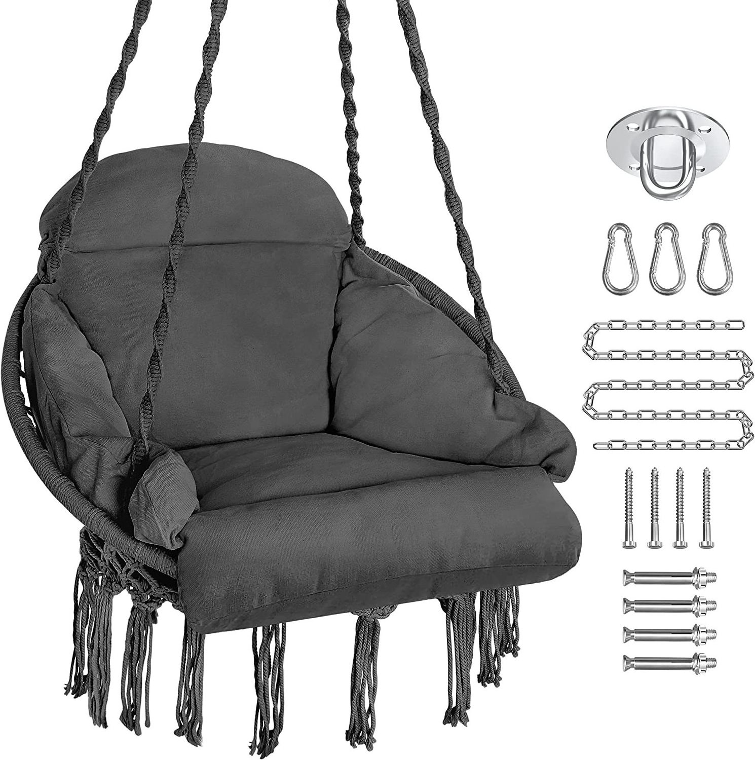 HMK Hanging Basket Wicker Balcony Leisure Cradle Chair/swing Rocking Indoor Outdoor For Kids Adults Hammock Chair