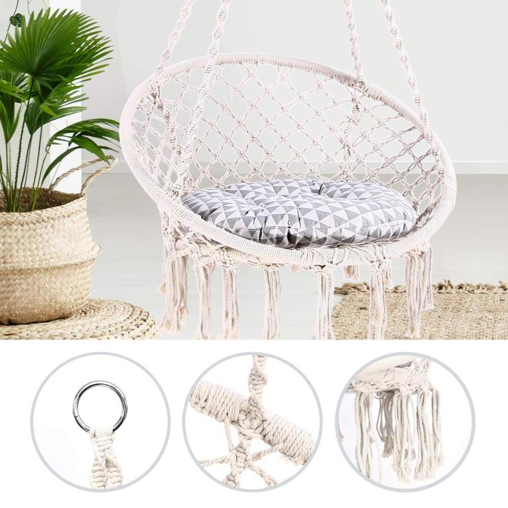 Swing hammock chair Macrame indoor swing hammock  chair for room white garden outdoor rope swing chair