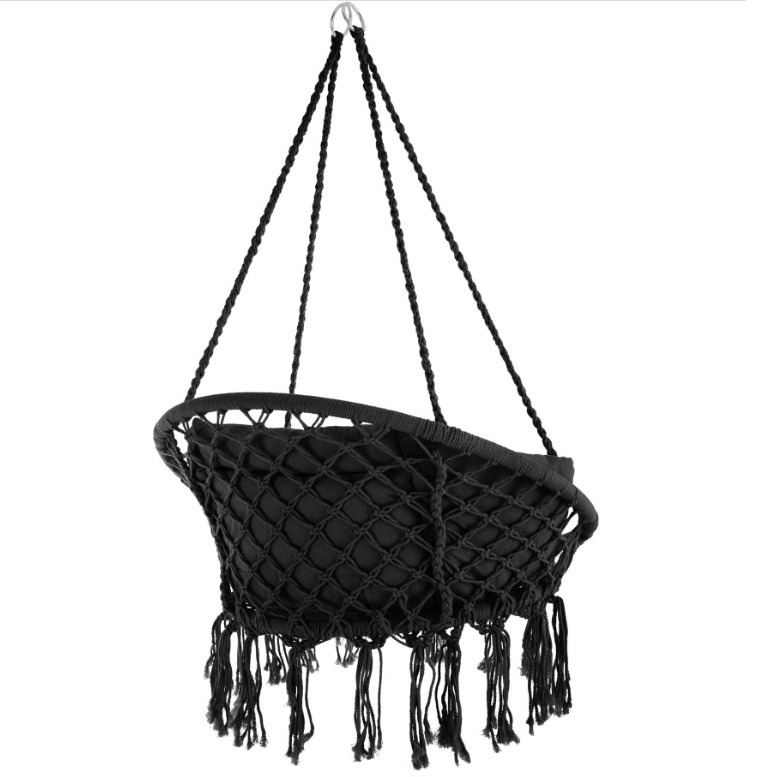 HMK New Style High Quality Premium Outdoor Indoor Woven Swing Chair Patio Swing Chair With Cushion Hammock Macrame Swing