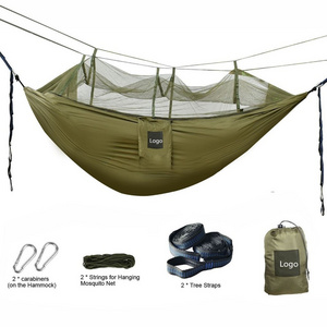 HMK parachute double camping mosquito net hammock with rope and carabiners outdoor nylon portable Hammock