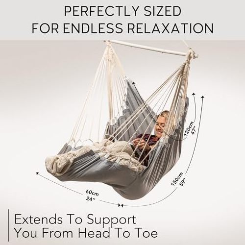 HMK Indoor Outdoor Hanging Hammock Chair Swing Chair for Bedroom Hammock Chair