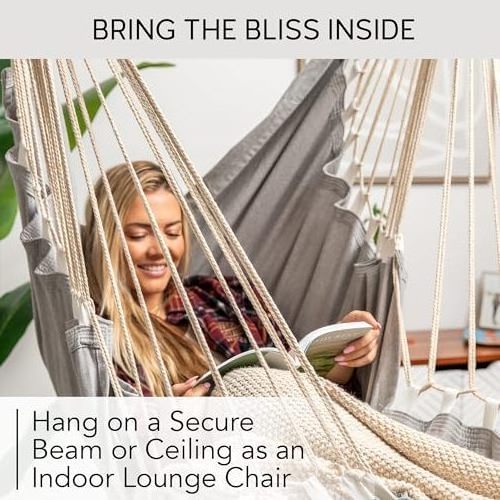 HMK Indoor Outdoor Hanging Hammock Chair Swing Chair for Bedroom Hammock Chair