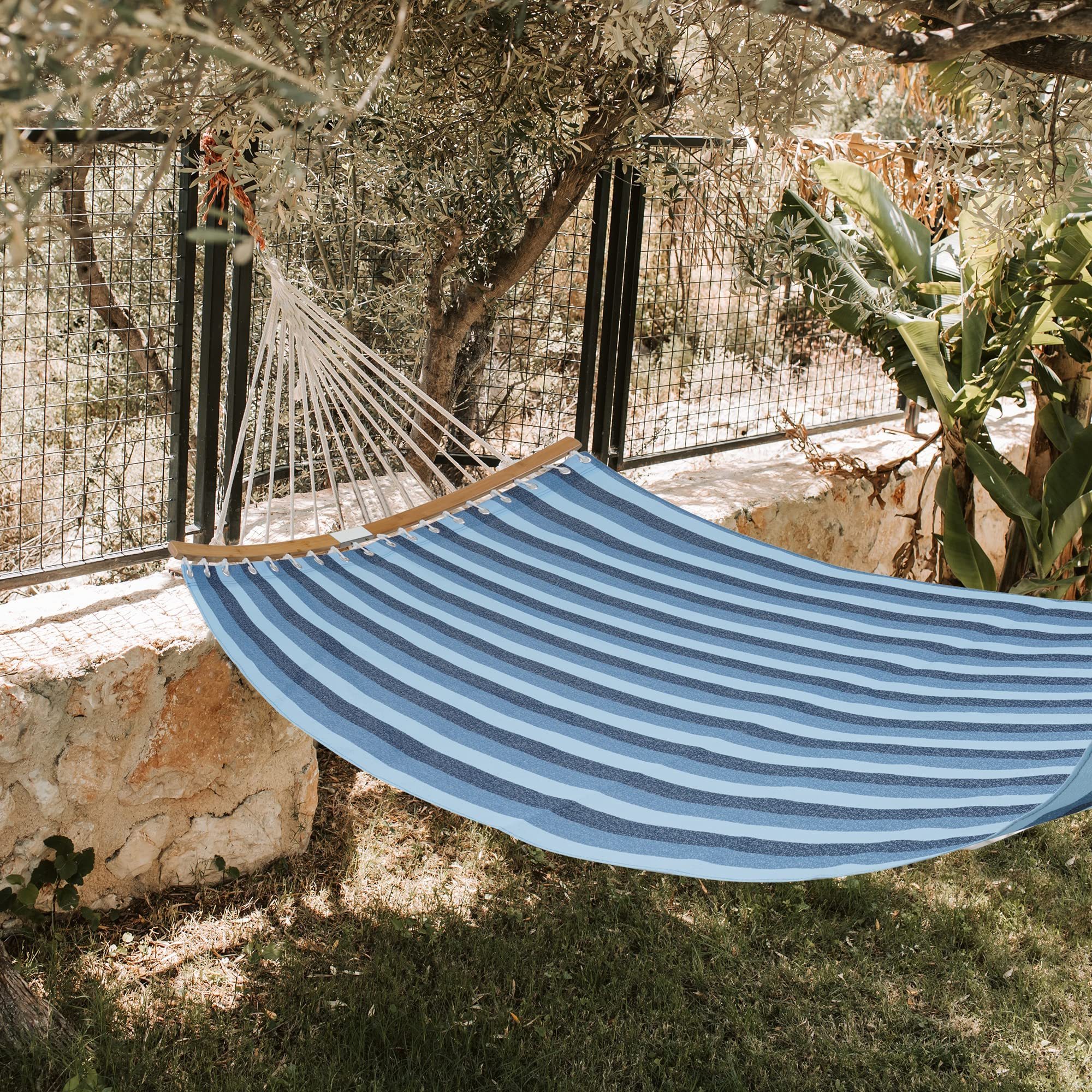 HMK 2 Person Portable Hammock for Patio Camping Pool Side Quick Dry Double Hammock with Folding Curved Spreader Bar