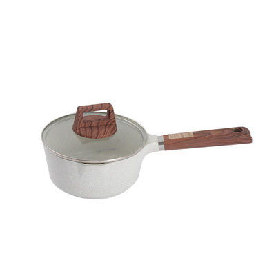 Milk Pot Pan with Spout Nonstick Multifunctional Sauce Pot  Aluminum Cooking Pot With Wooden Silicone Handle