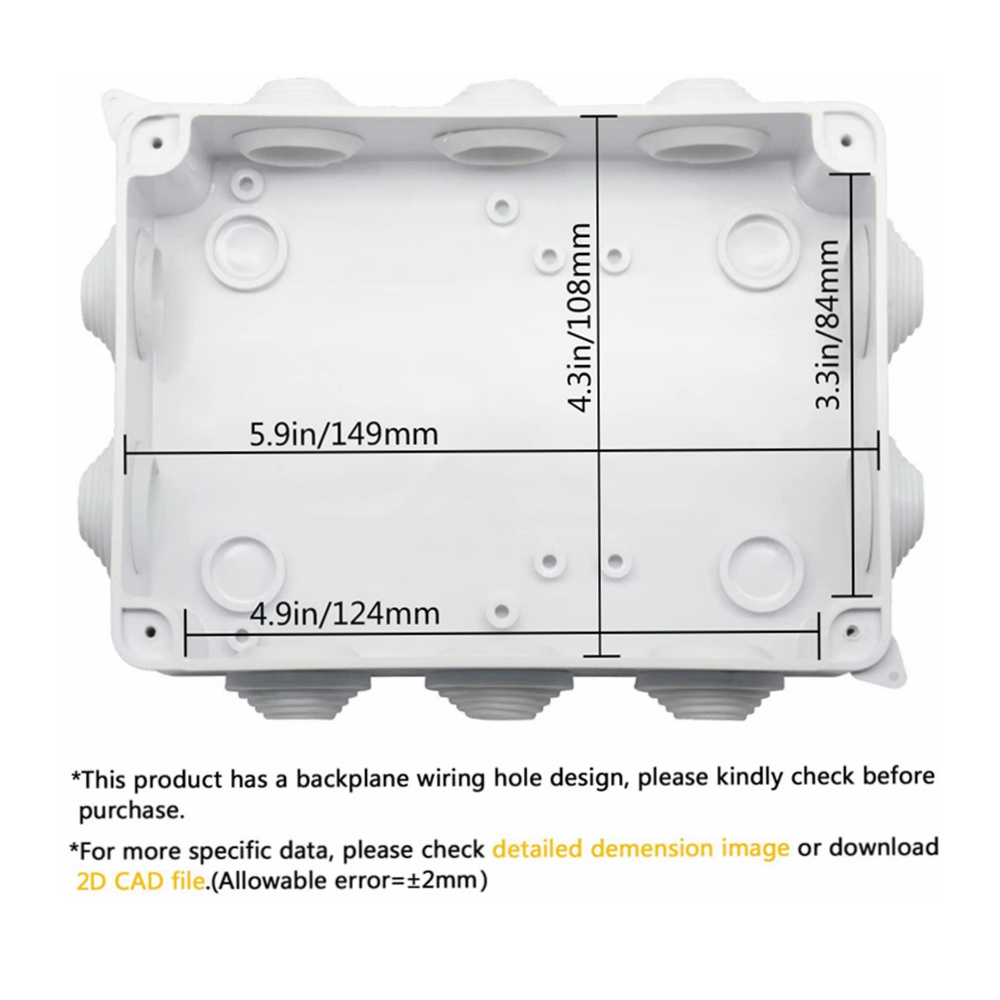 ABS Plastic Waterproof Junction Box IP65 Dustproof Outdoors Boxes Electronic Project Enclosure White 3.9*3.9*2.8inch