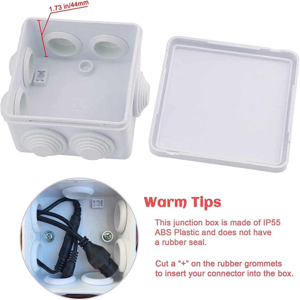 ABS Plastic Waterproof Junction Box IP65 Dustproof Outdoors Boxes Electronic Project Enclosure White 3.9*3.9*2.8inch