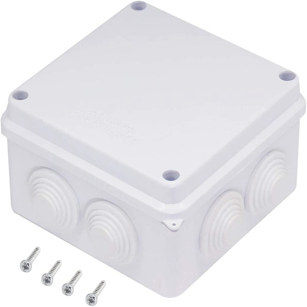 ABS Plastic Waterproof Junction Box IP65 Dustproof Outdoors Boxes Electronic Project Enclosure White 3.9*3.9*2.8inch