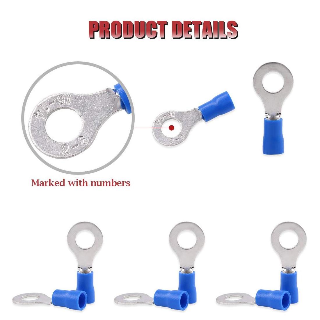 22-16 Gauge Ring Insulated Electrical Crimp Wire Terminals Wire Crimp Connectors