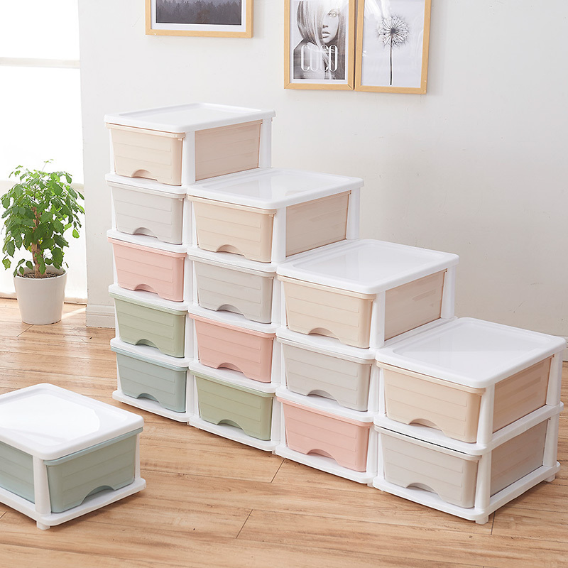 Simple design white color 4 layers storage cabinet Bedroom sets plastic storage drawers