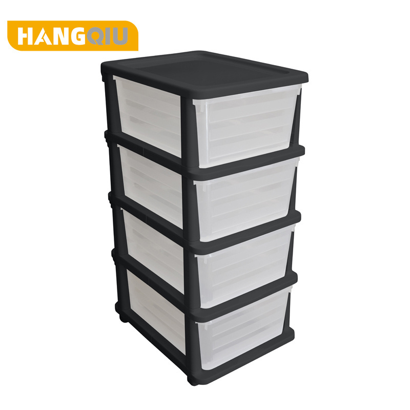 HANGQIU BEST Clear Plastic Drawer Home Organization Storage Container Tower with Large Drawers