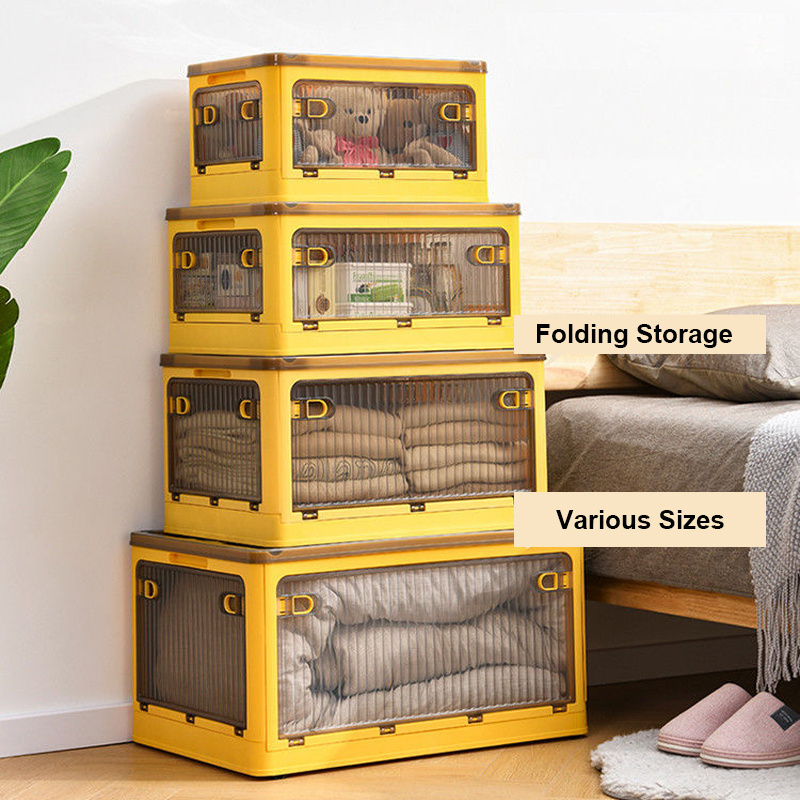 Good Quality Plastic Stackable Container with Wheels Storage Box Foldable Clear Bins for Wardrobe Closet Home Dorm Office Trunk