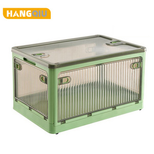 Good Quality Plastic Stackable Container with Wheels Storage Box Foldable Clear Bins for Wardrobe Closet Home Dorm Office Trunk