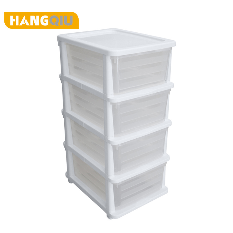 HANGQIU BEST Clear Plastic Drawer Home Organization Storage Container Tower with Large Drawers