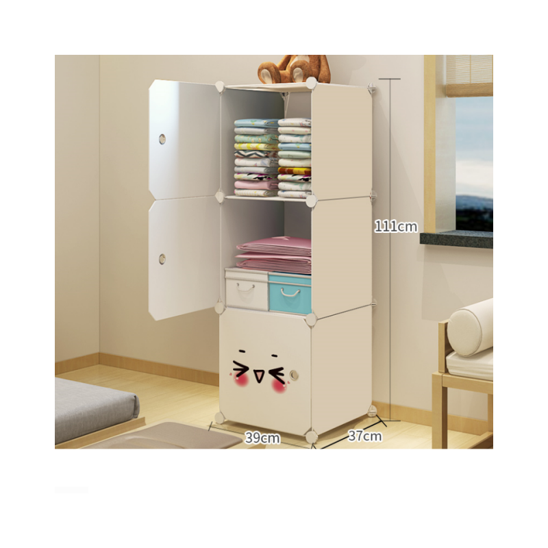 Simple home storage closet dustproof waterproof bedroom plastic storage wardrobe clothes toys book storage closet