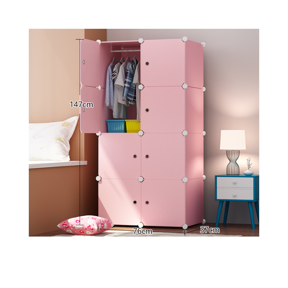 Pink blue plastic assembly home simple closet adult children clothing storage cabinet modern economic simple wardrobe