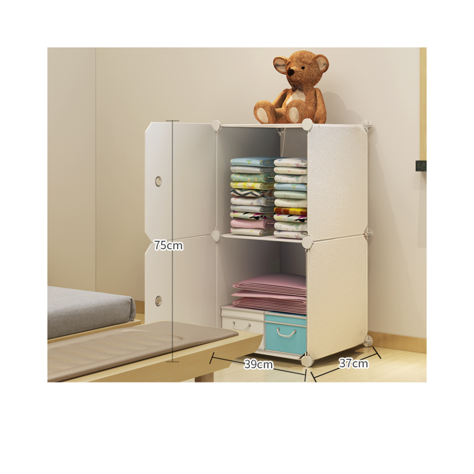 Simple home storage closet dustproof waterproof bedroom plastic storage wardrobe clothes toys book storage closet