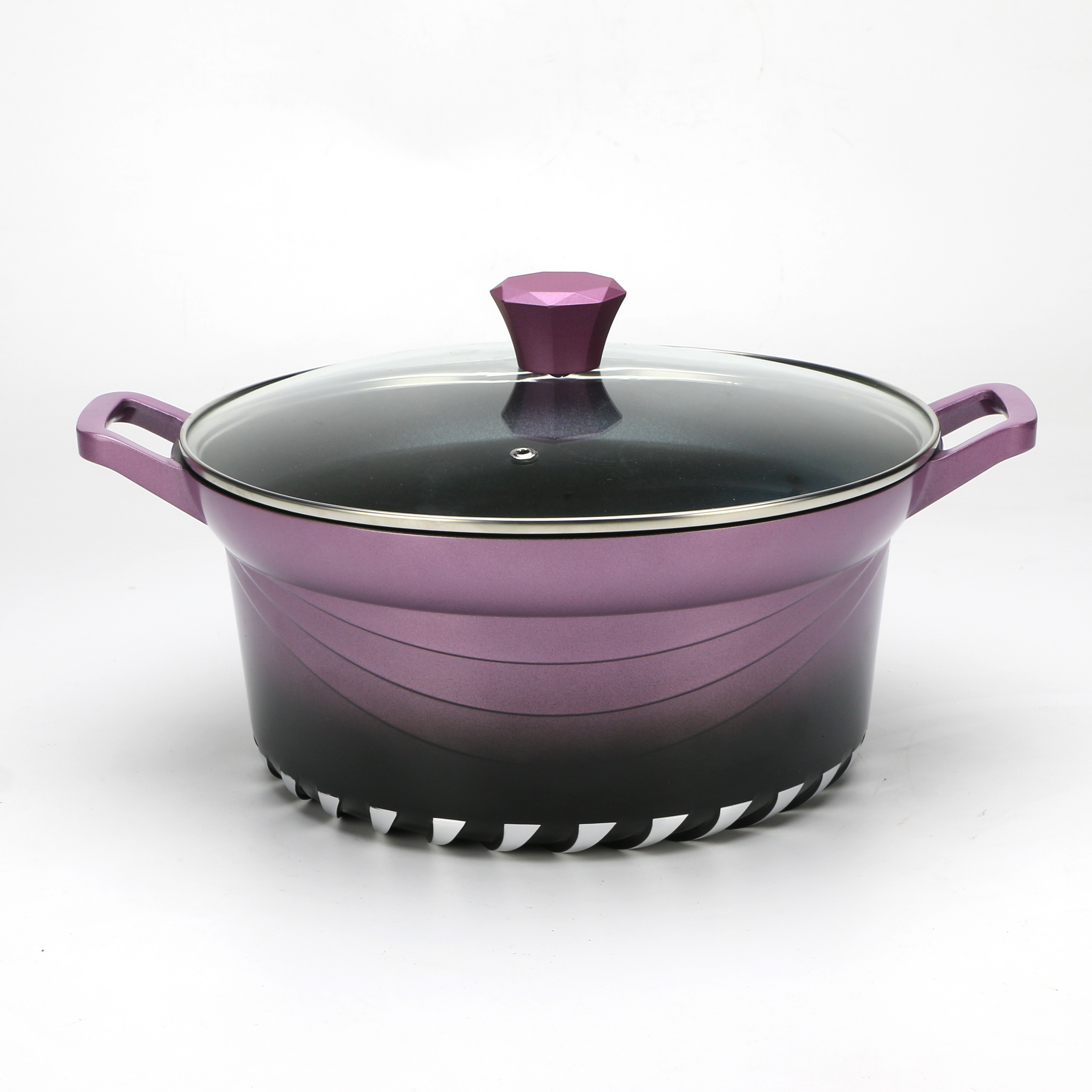 Aluminium Cooking Pots Large Multi Functional Gradient Nonstick Purple Quick Cooking Pot with Lid