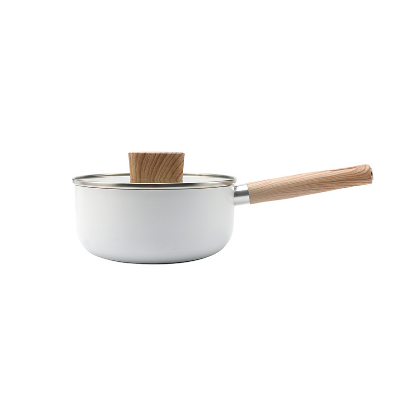 Ceramic Cookware Manufacturers Cheap Ceramic Sauce Pan Kitchen Utensils Cookware Set with Wooden Handle