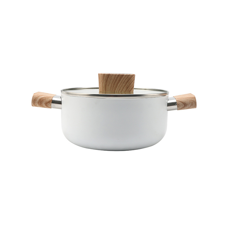 Ceramic Cookware Manufacturers Cheap Ceramic Sauce Pan Kitchen Utensils Cookware Set with Wooden Handle