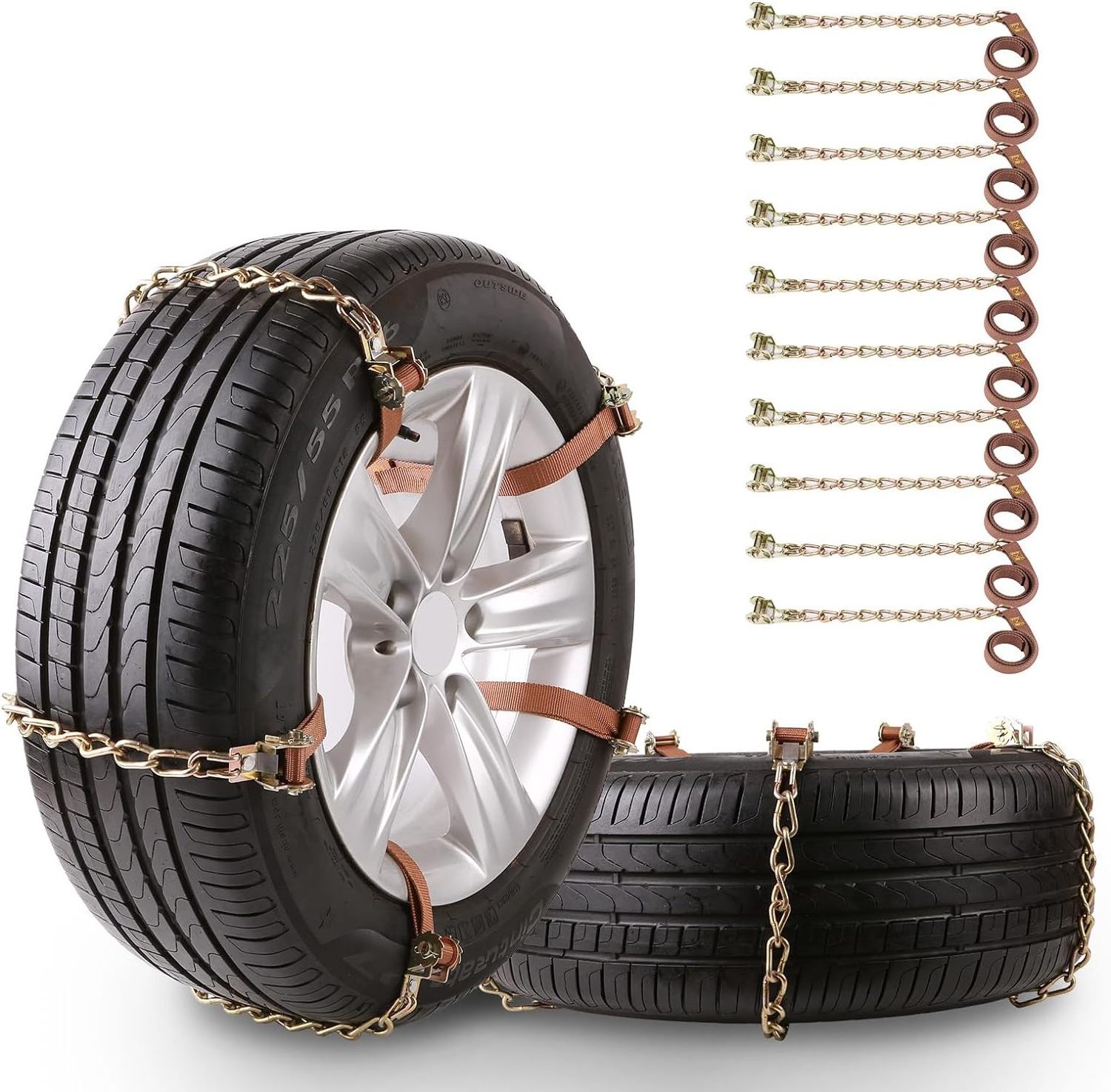 Universal emergency snow chain for passenger cars  off-road vehicles  light-trucks tire chains