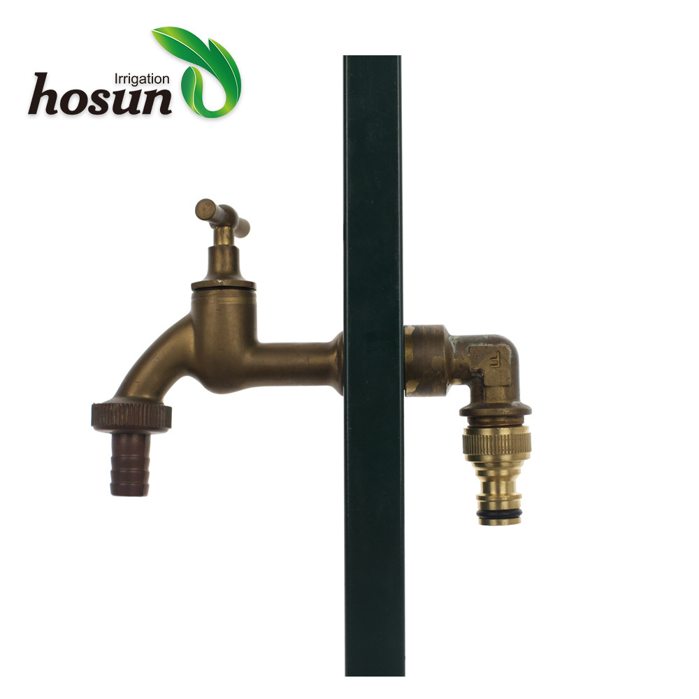 Hot sale coil antique metal garden freestanding hose holder with brass faucet and quick connector