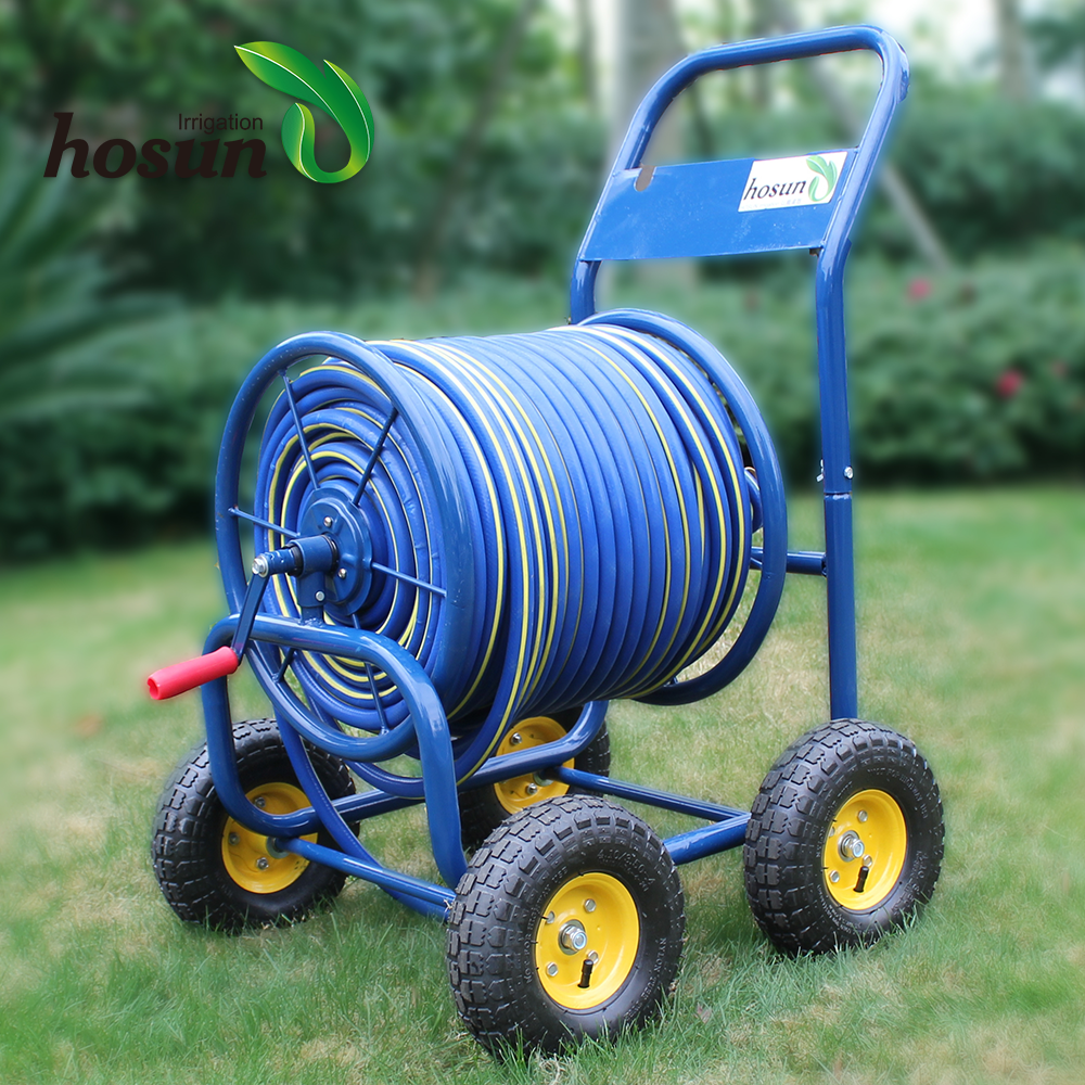 made in china wholesale stainless steel water hose reel 4 wheel cart 100m gardening tools and equipment