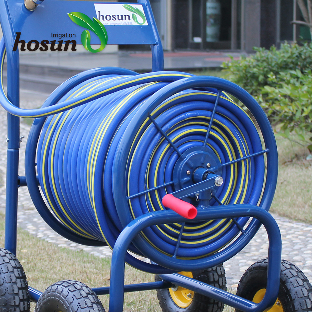 made in china wholesale stainless steel water hose reel 4 wheel cart 100m gardening tools and equipment