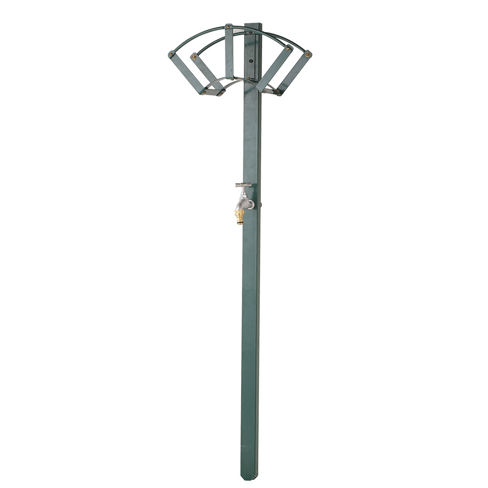 Hot sale coil antique metal garden freestanding hose holder with brass faucet and quick connector